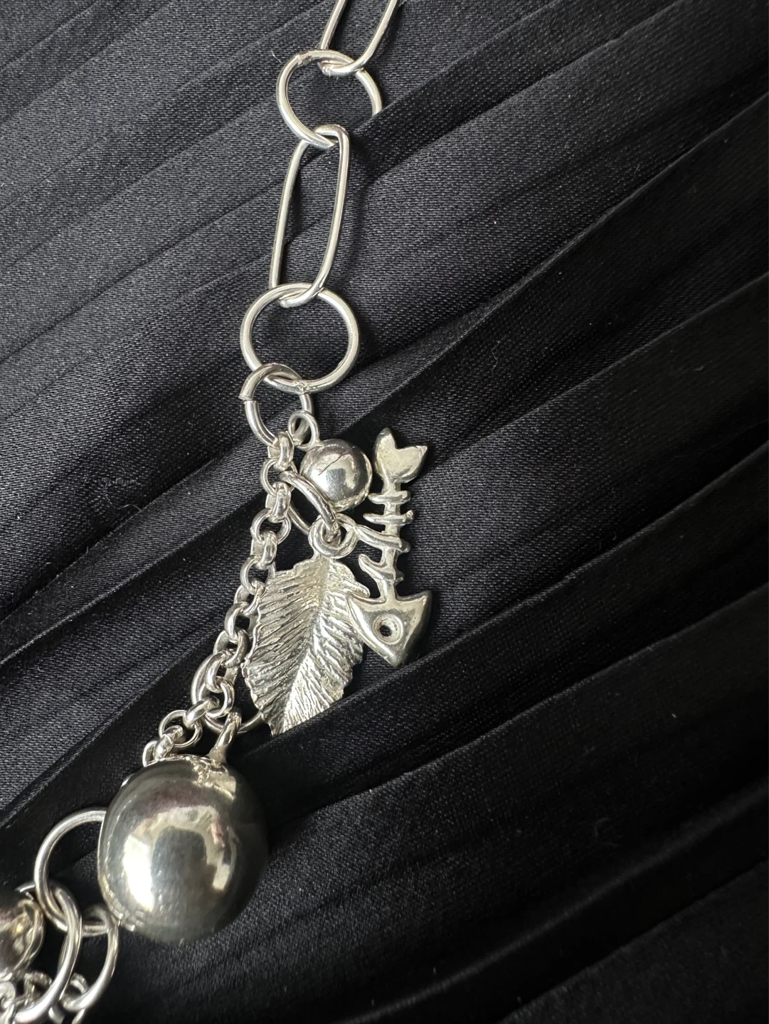 925 Charm Necklace with Black Beads - photo 3