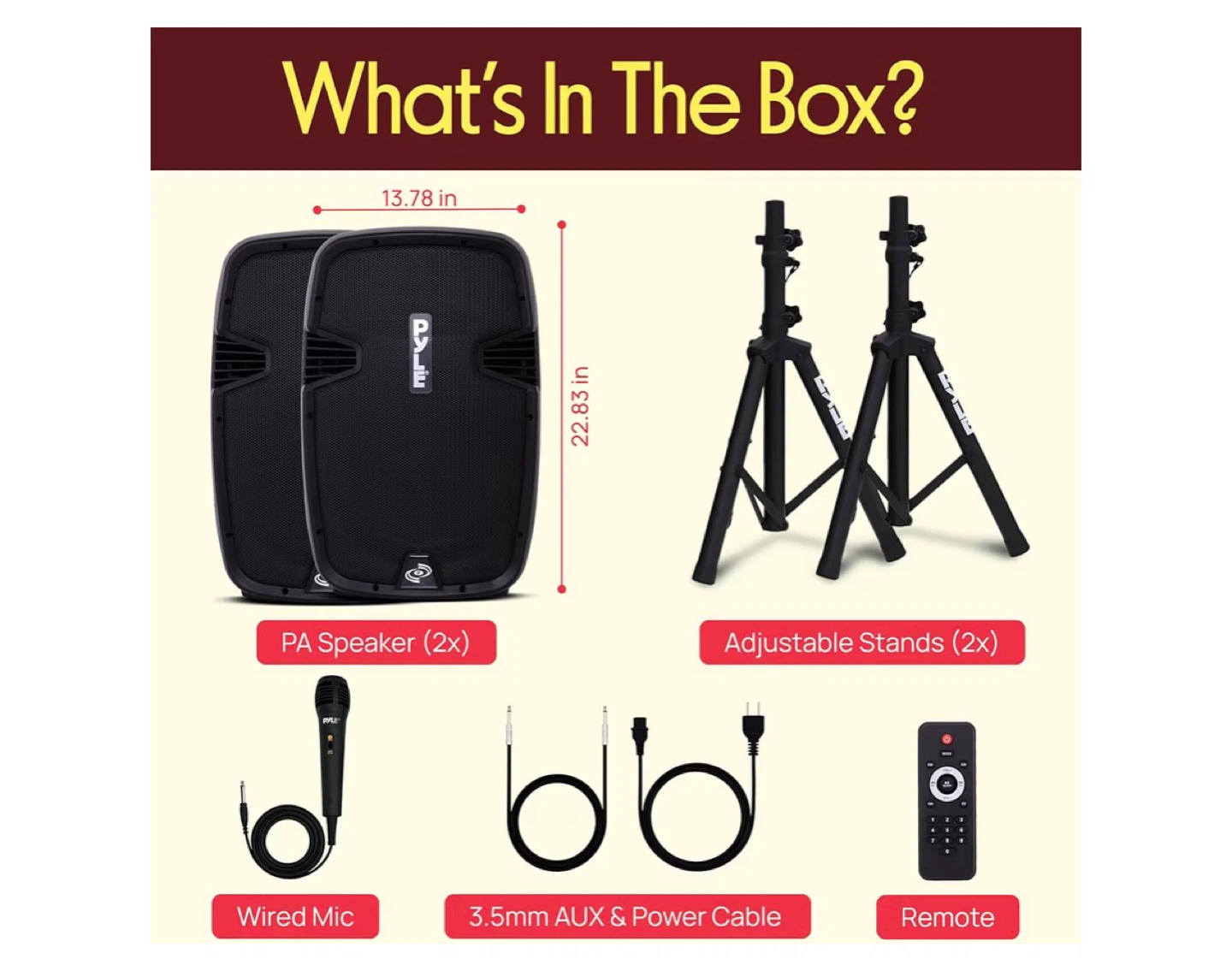 Pyle PA Speaker System with Stands, Mic, and Remote - photo 2