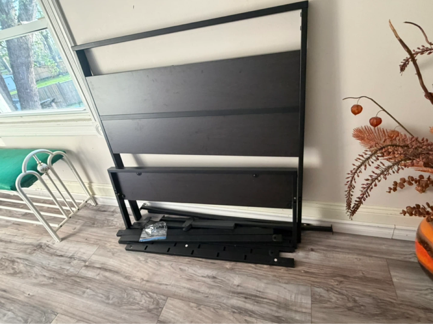 Black Metal Bed Frame with Headboard