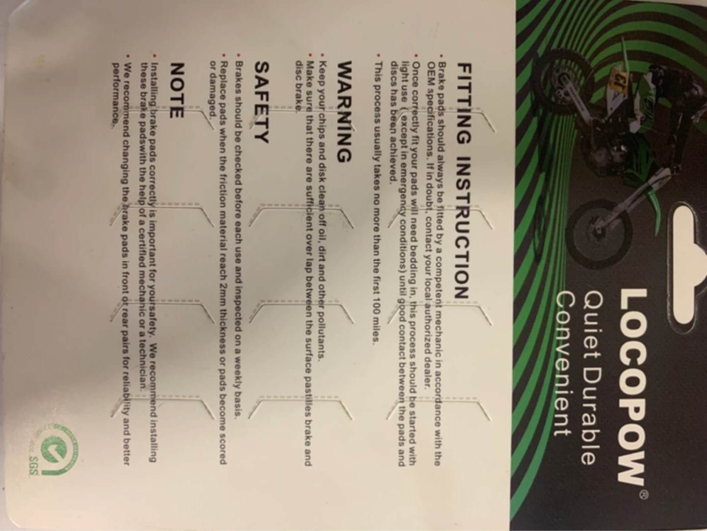 LOCOPOW Motorcycle Brake Pads - photo 2