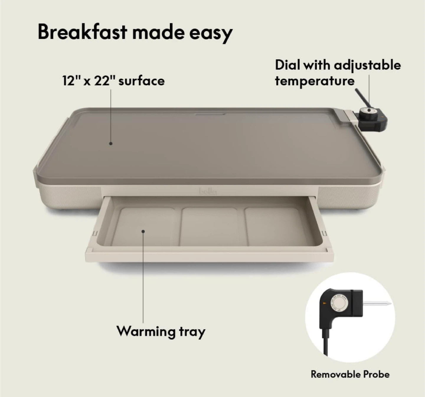 Bella Electric Griddle with Warming Tray - photo 2