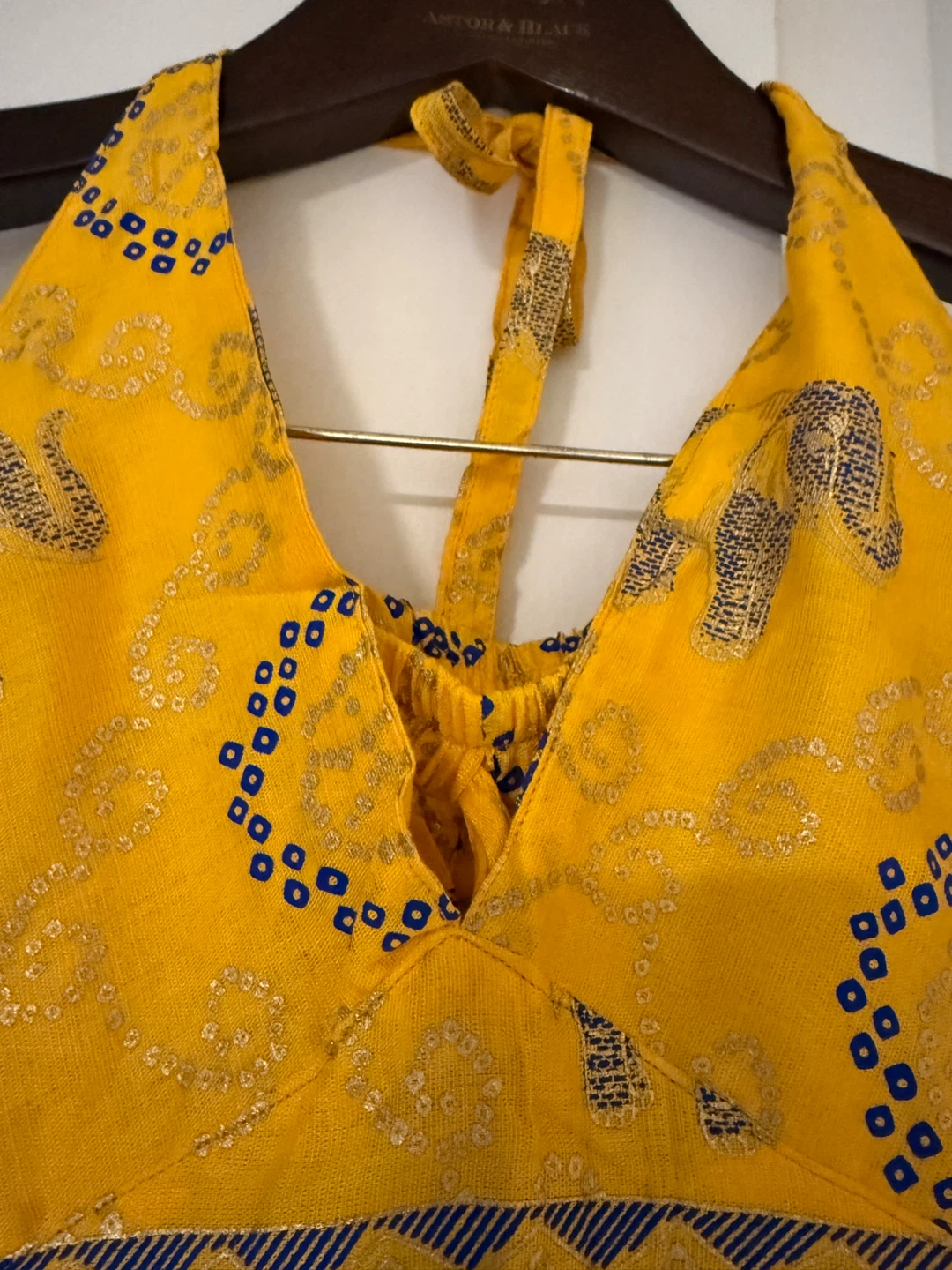 Yellow Elephant Print Halter Jumpsuit - 100% Rayon - photo 4