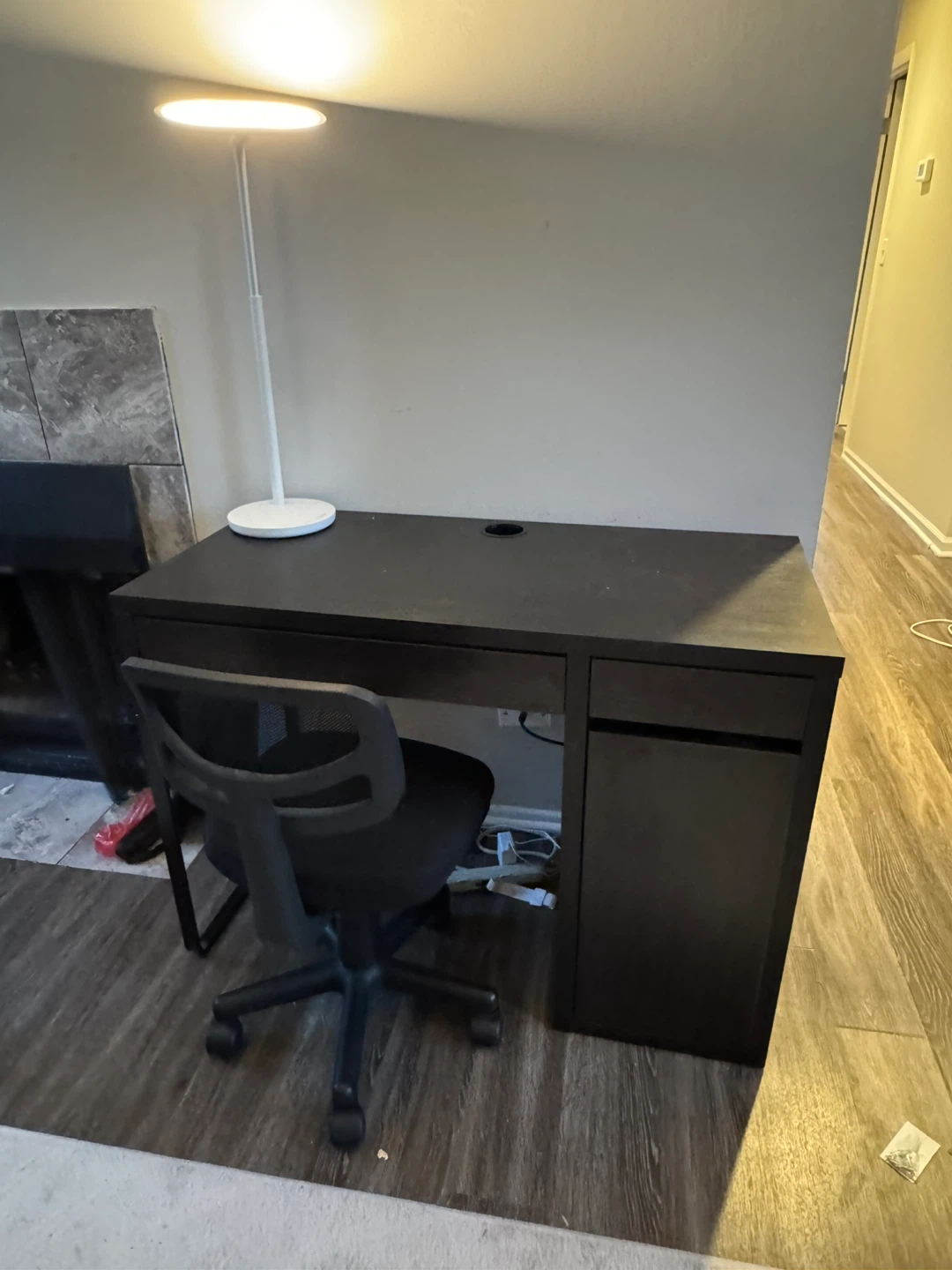 Black Desk with Drawer and Chair