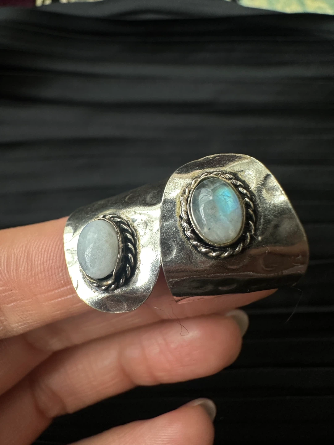 Silver coloured Rainbow Moonstone Ring - Size Adjustable - photo 2