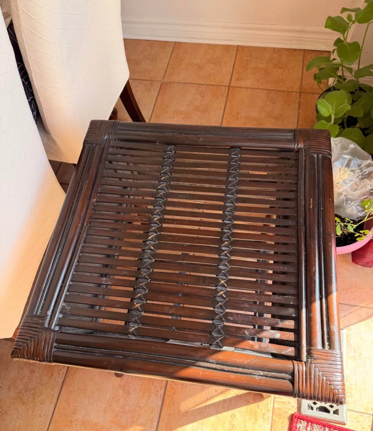 Dark Brown Wicker Side Table - photo 2