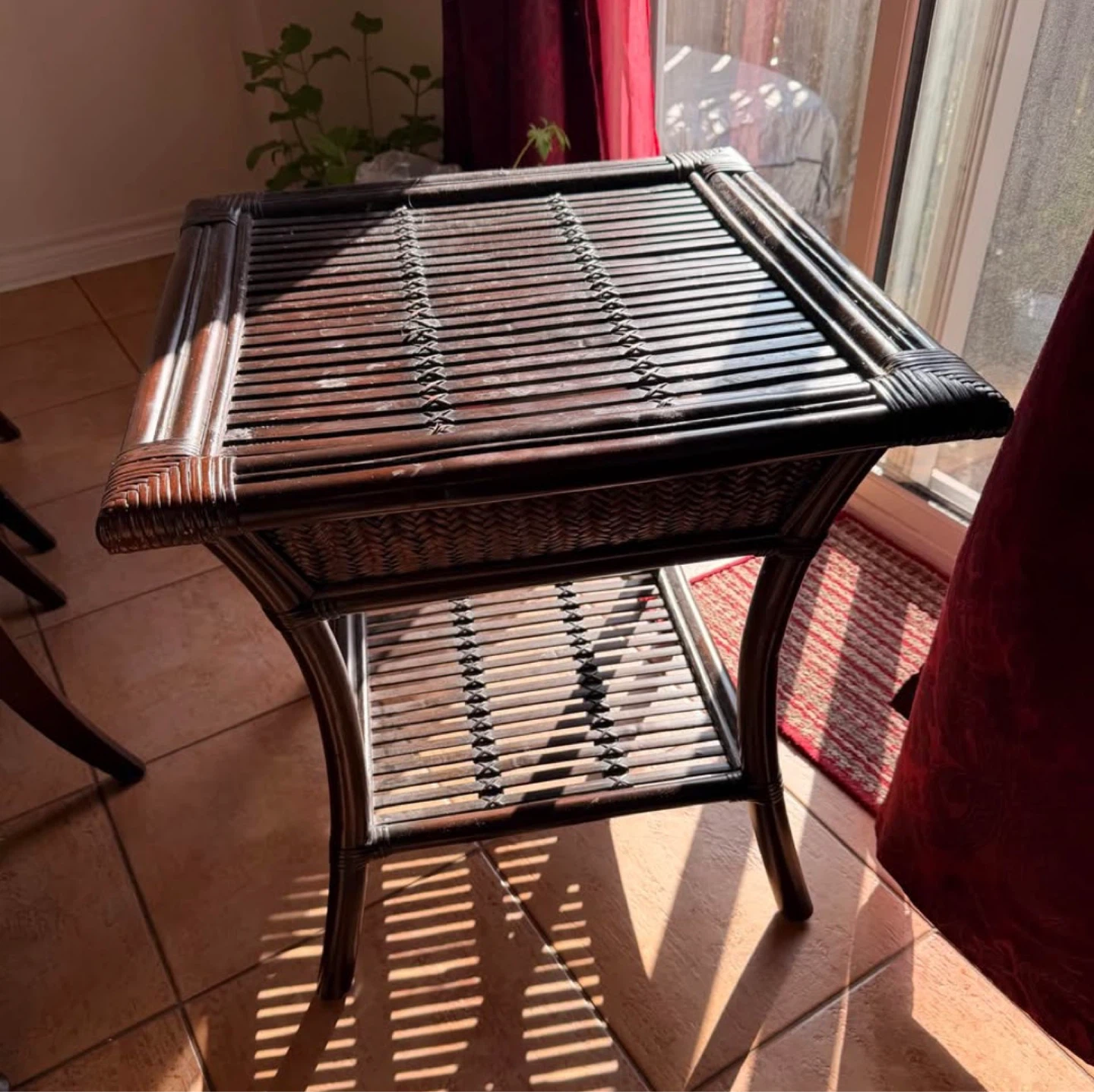 Dark Brown Wicker Side Table