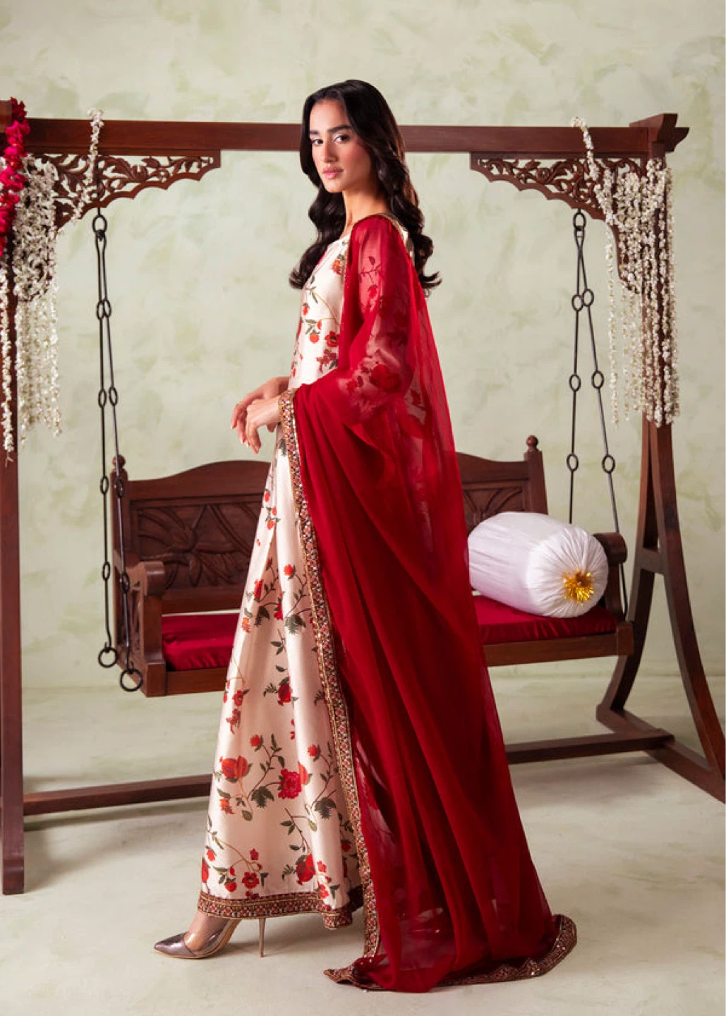 Floral Print Maxi Dress with Dupatta - Size M - photo 2