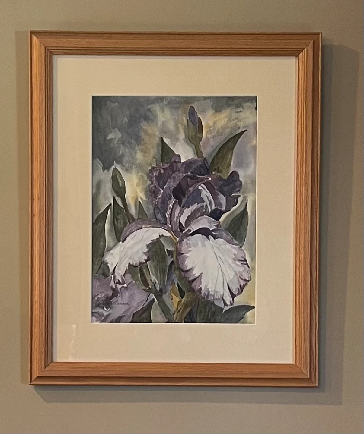 Vintage Purple Iris Watercolor by Gabrielle Waddell