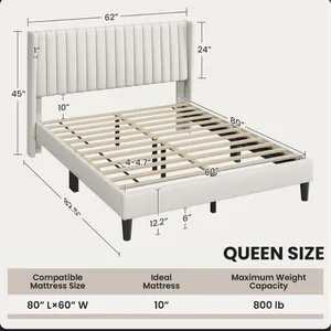 Queen Size Channel Tufted Upholstered Bed Frame