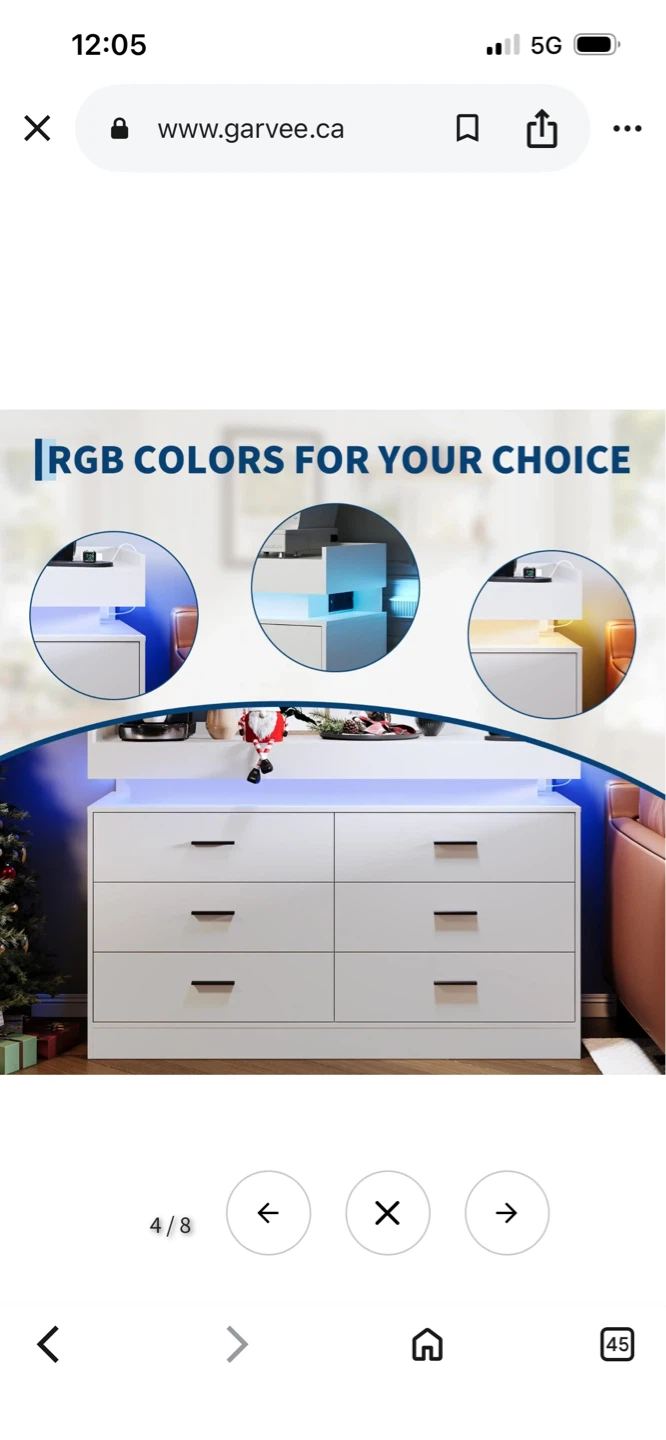 New Garvee TV Stand Cabinet with LED Lights & Charging Station - photo 5