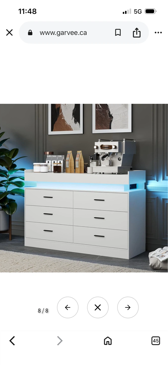 New Garvee TV Stand Cabinet with LED Lights & Charging Station - photo 2