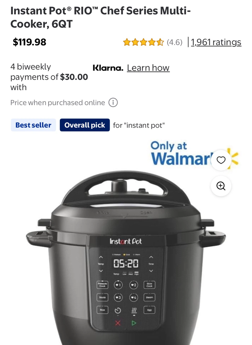 Instant Pot RIO Chef Series Multi-Cooker, 6QT