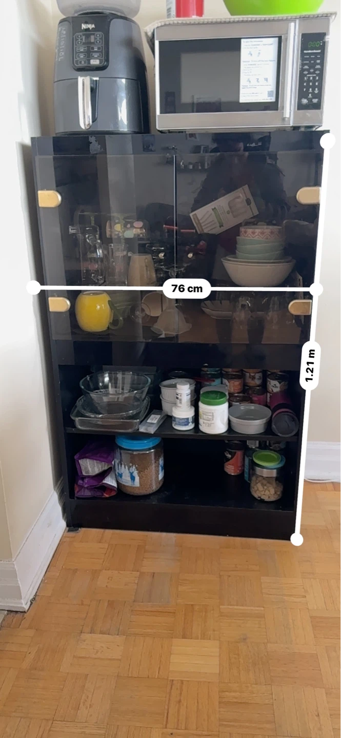 Black Display Cabinet with Glass Doors