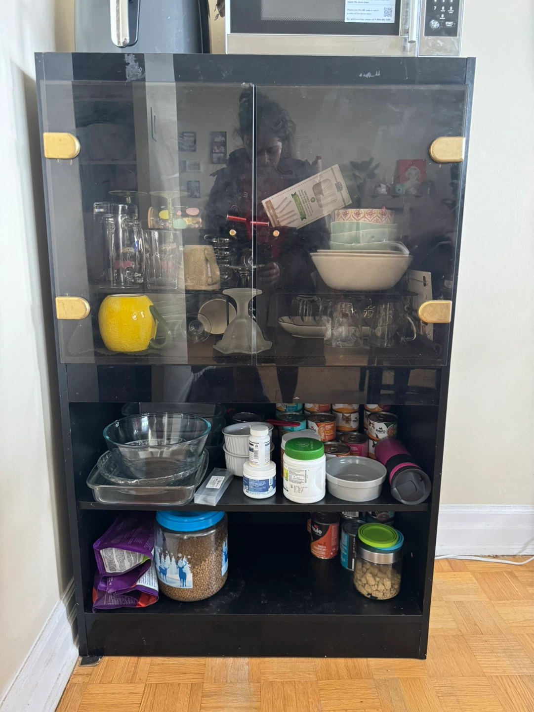 Black Display Cabinet with Glass Doors - photo 2