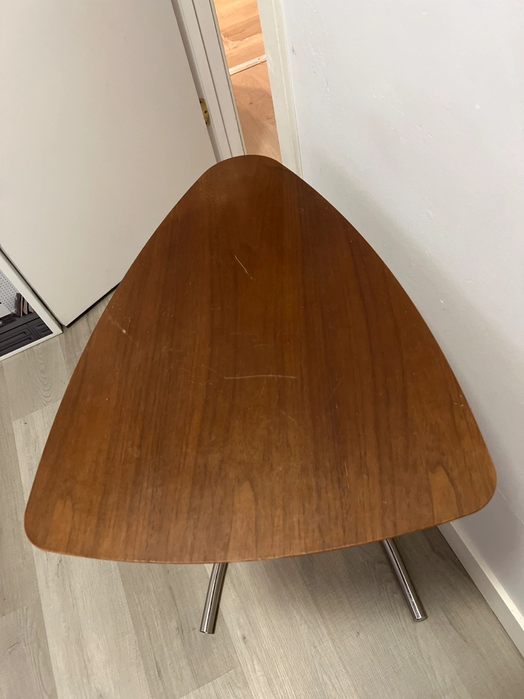 Mid-Century Modern Walnut and Chrome Accent Table - photo 3