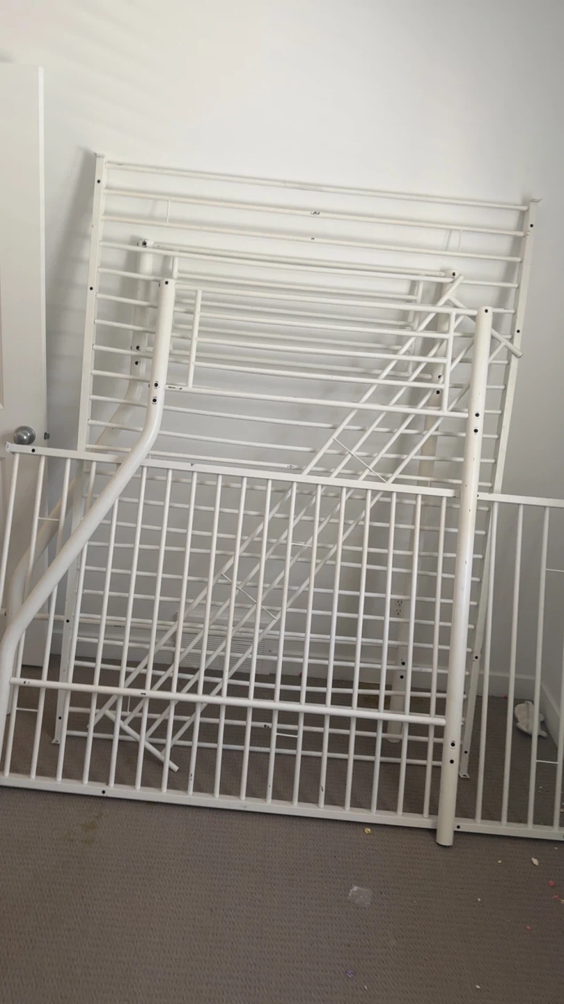 White Metal Bunk Bed twin over double Frame with Mattresses