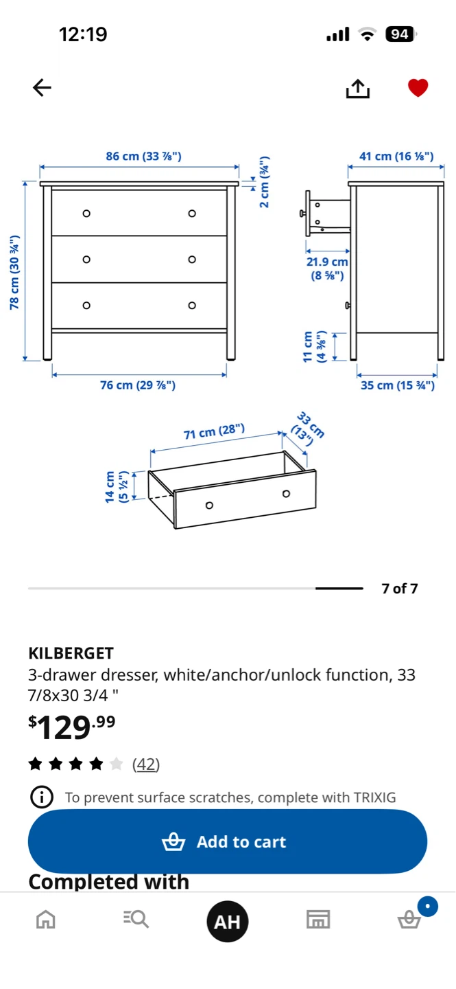 IKEA KILBERGET 3-Drawer Dresser - photo 4