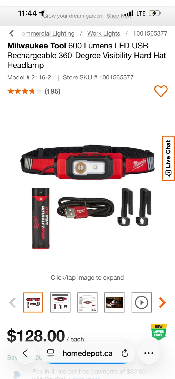 Milwaukee Tool 600 Lumens Rechargeable LED USB Hard Hat Headlamp