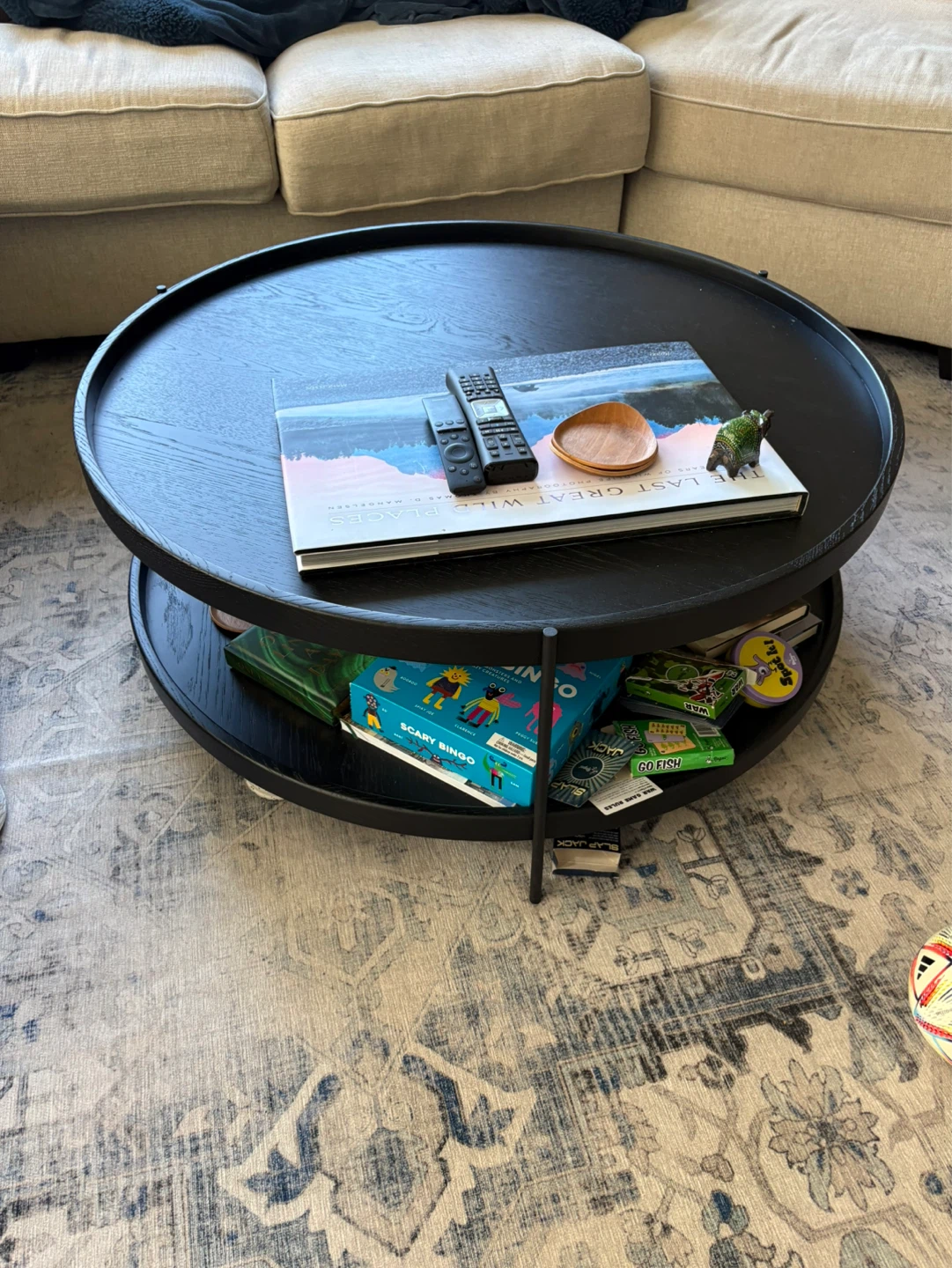 EQ3 Large Black Double-Tiered Round Coffee Table - photo 3