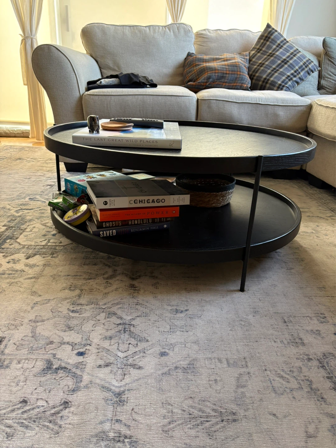 EQ3 Large Black Double-Tiered Round Coffee Table - photo 2