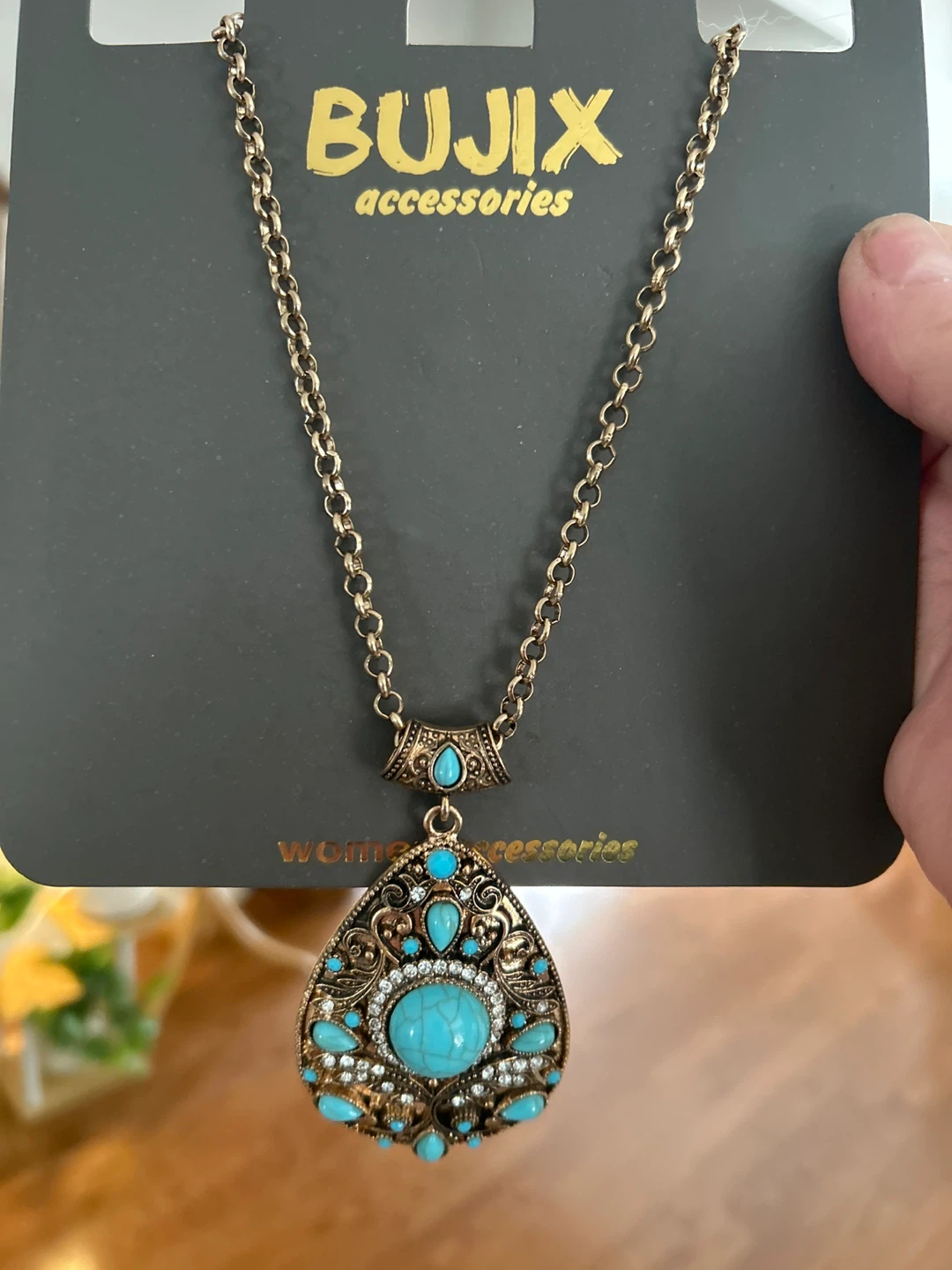 Bujix Accessories Turquoise Pendant Necklace