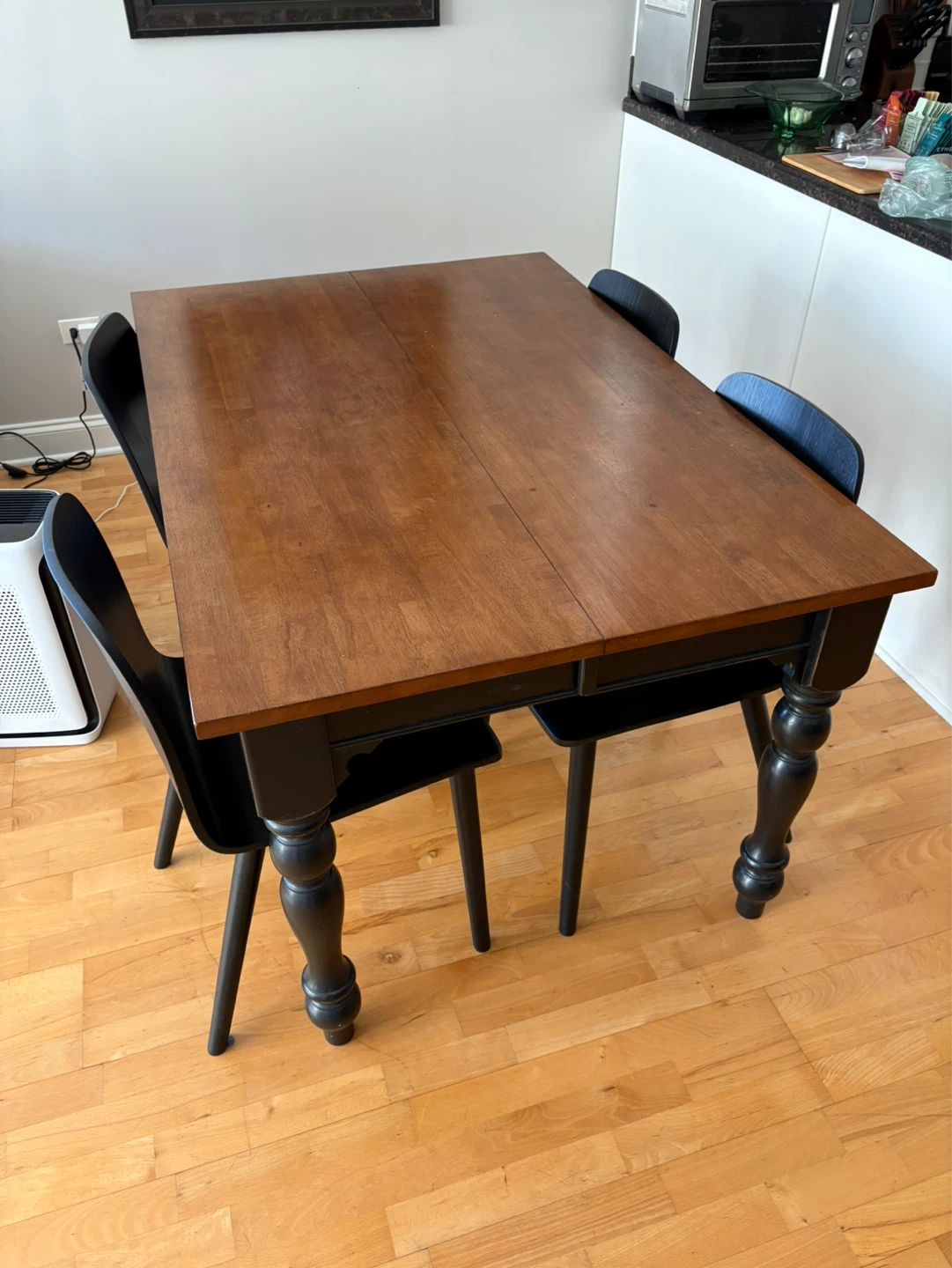 Wooden Dining Table with Black Turned Legs and chairs - photo 5