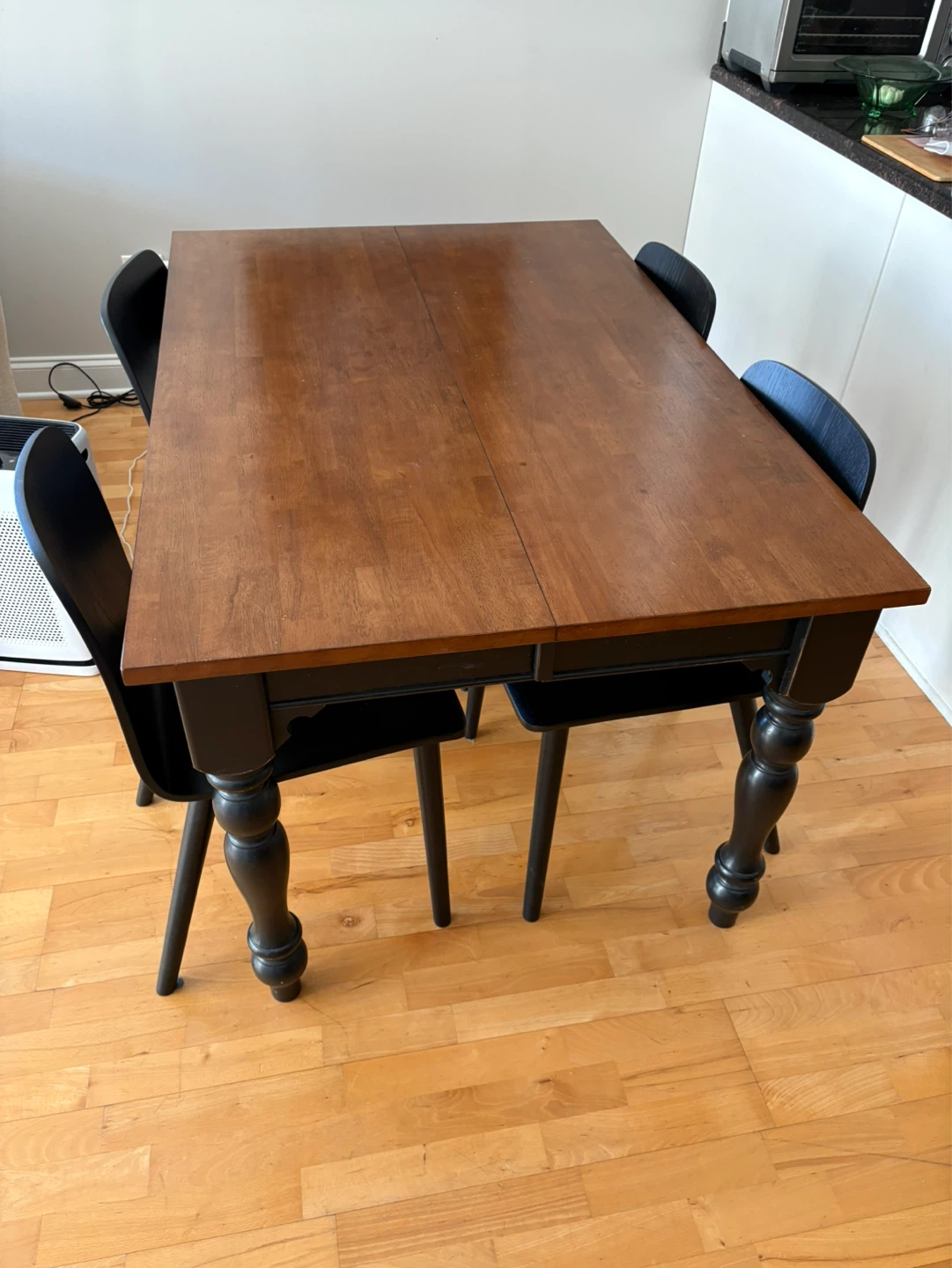 Wooden Dining Table with Black Turned Legs and chairs - photo 4