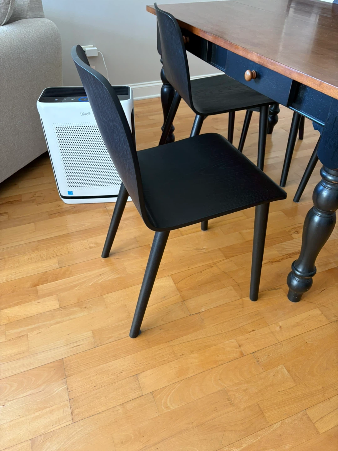 Wooden Dining Table with Black Turned Legs and chairs - photo 2