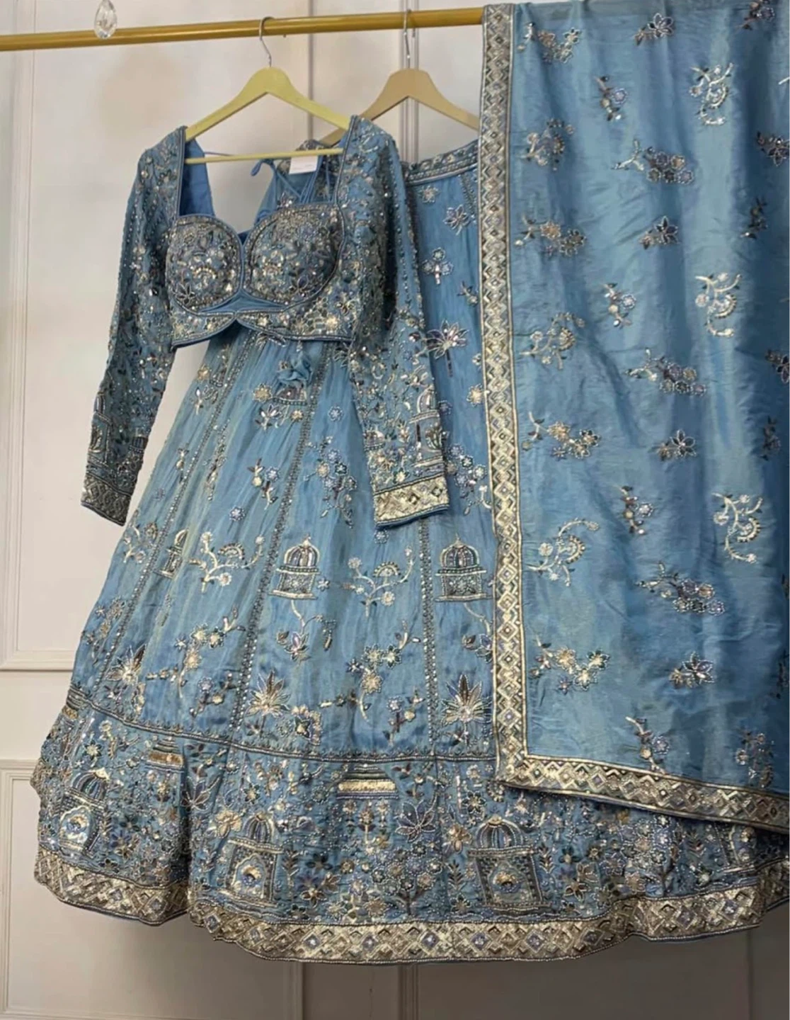 Blue Embellished Lehenga Choli with Dupatta