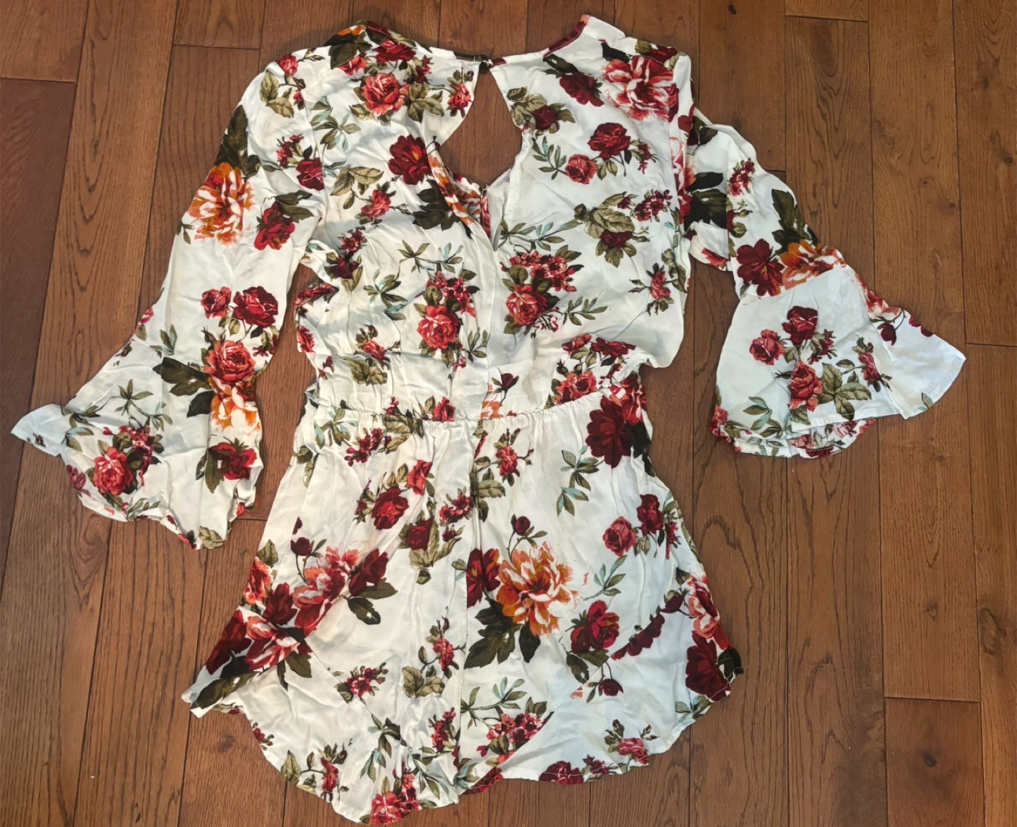 White Floral Print Romper - photo 4