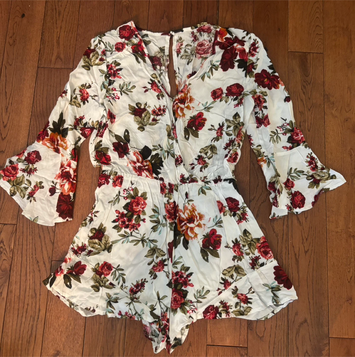 White Floral Print Romper