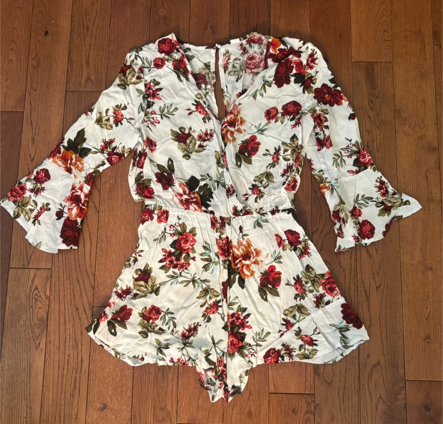 White Floral Print Romper - photo 2