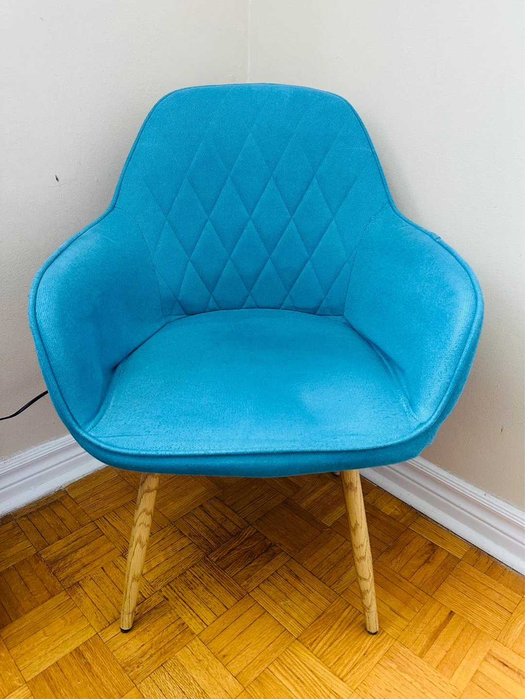 Blue Accent Chair with Quilted Back