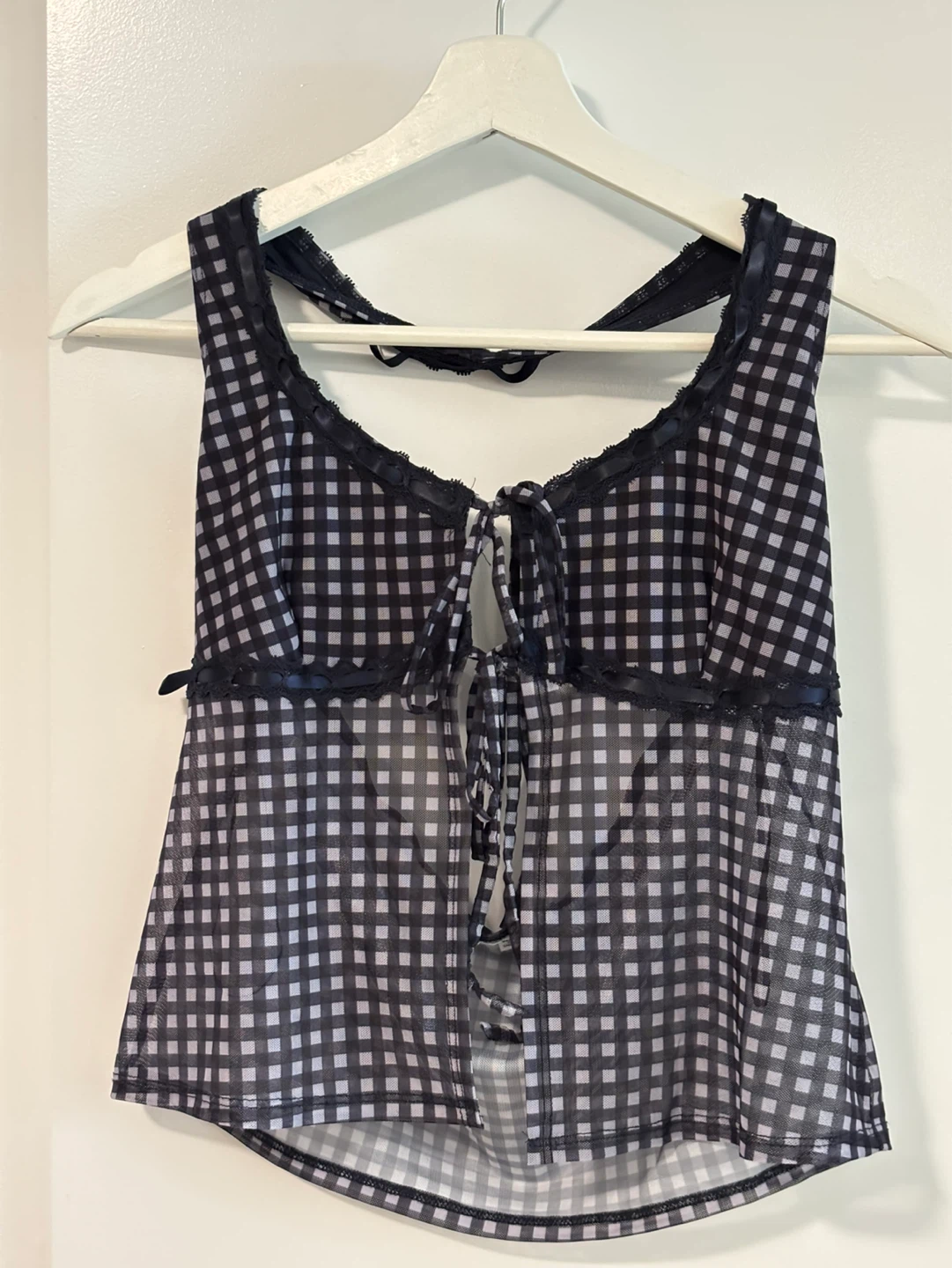 Sheer Gingham Cami Top