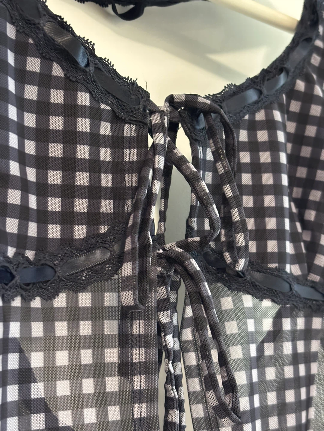 Sheer Gingham Cami Top - photo 2