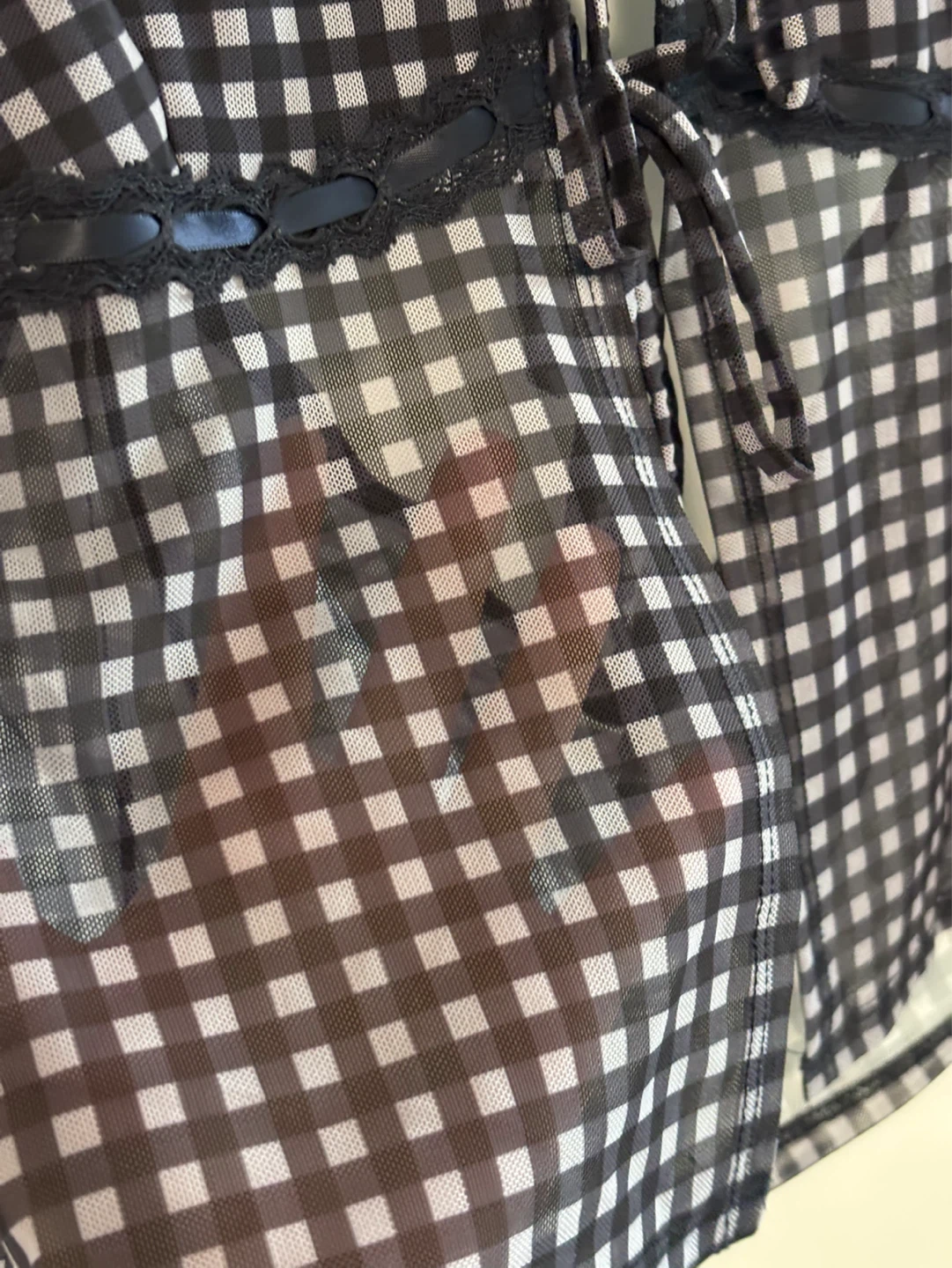 Sheer Gingham Cami Top - photo 3