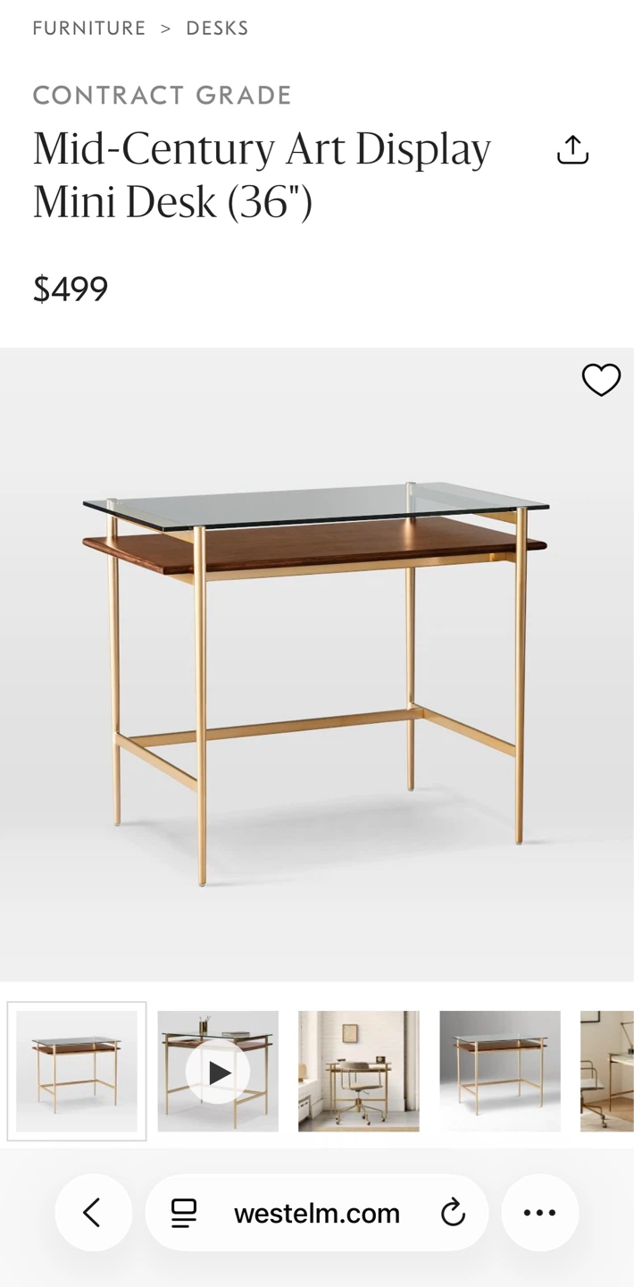 West elm Mid-Century Art Display Mini Desk (36")