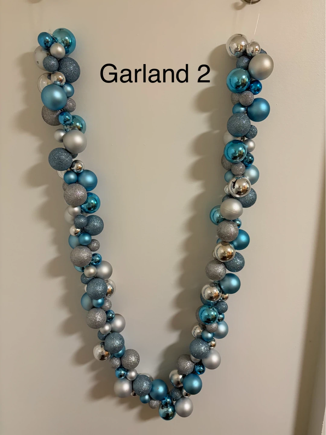 Blue and Silver Christmas Ornament Garland - photo 3