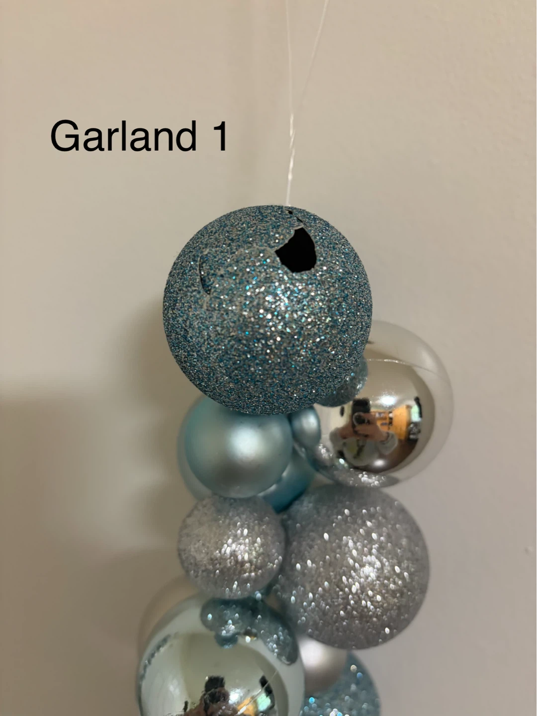 Blue and Silver Christmas Ornament Garland - photo 2