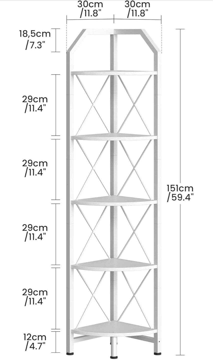 White 5-Tier Corner Shelf Unit - photo 3