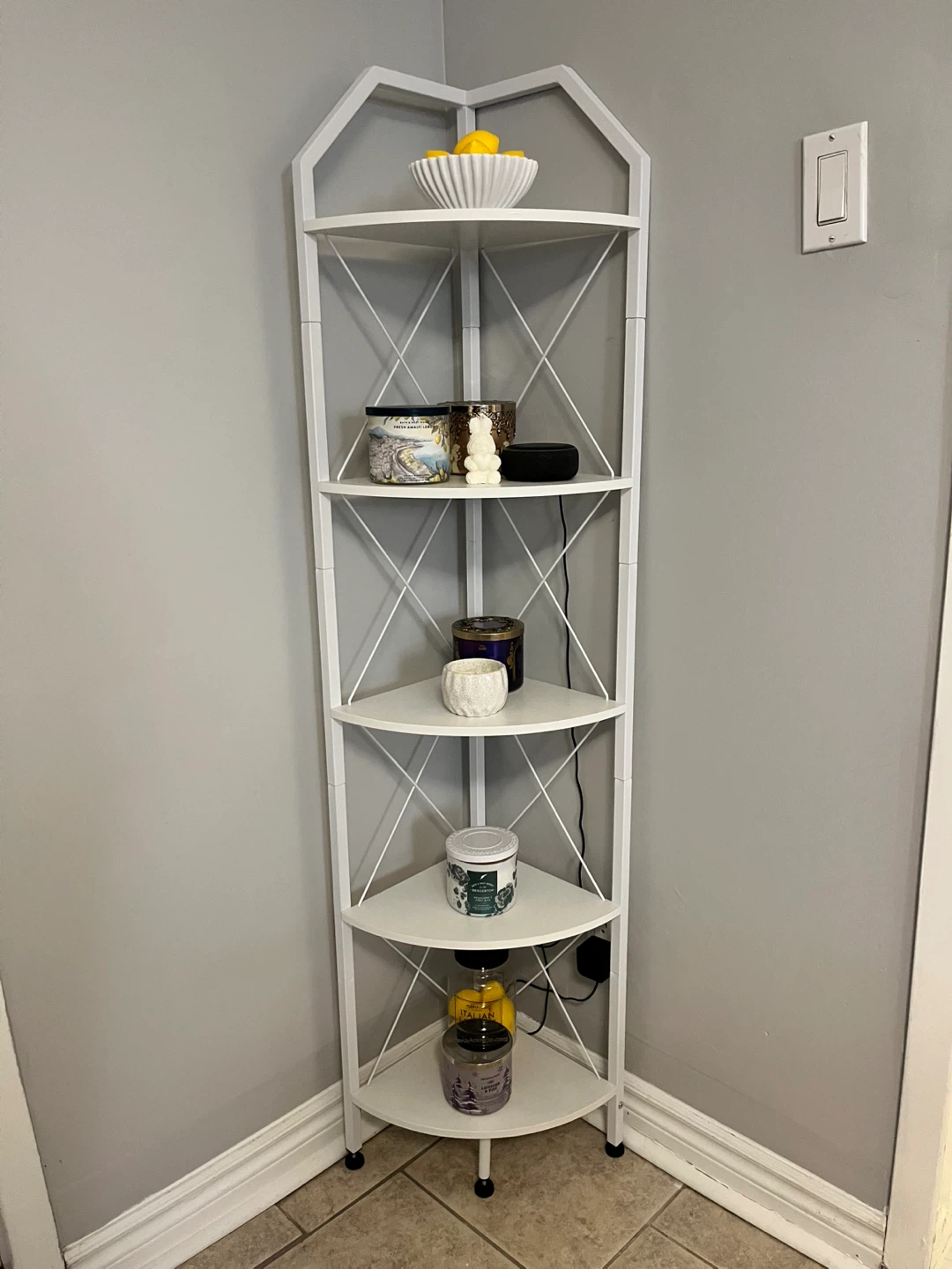White 5-Tier Corner Shelf Unit