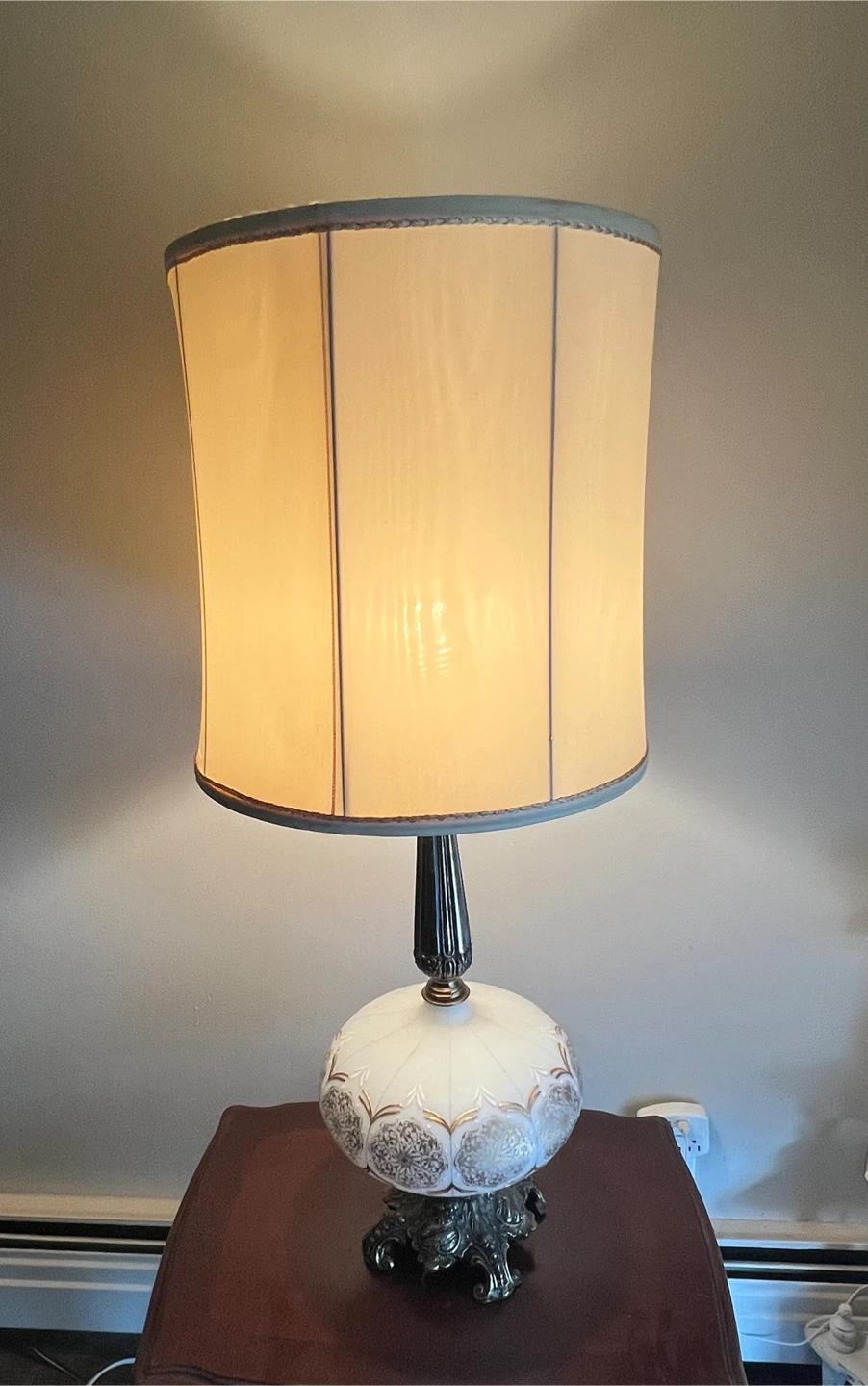 Large Vintage Hollywood Regency Style Table Lamp with Shade