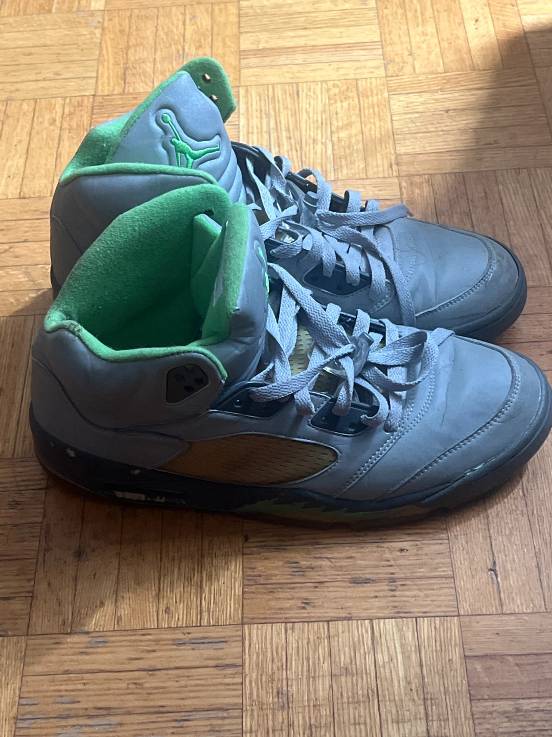 Air Jordan 5 Retro Grey Green Sneakers - photo 2
