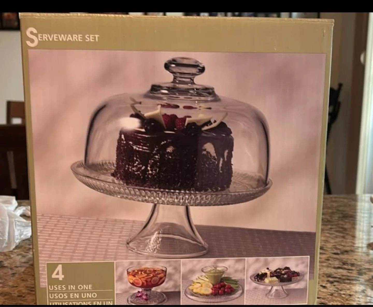 Glass Serveware Set with Dome Lid