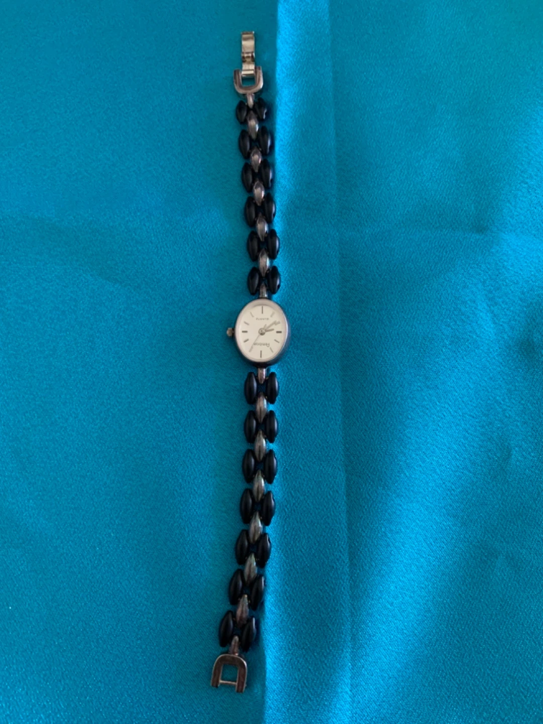 Femtron Quartz Watch with Black and Silver Beaded Band - photo 3