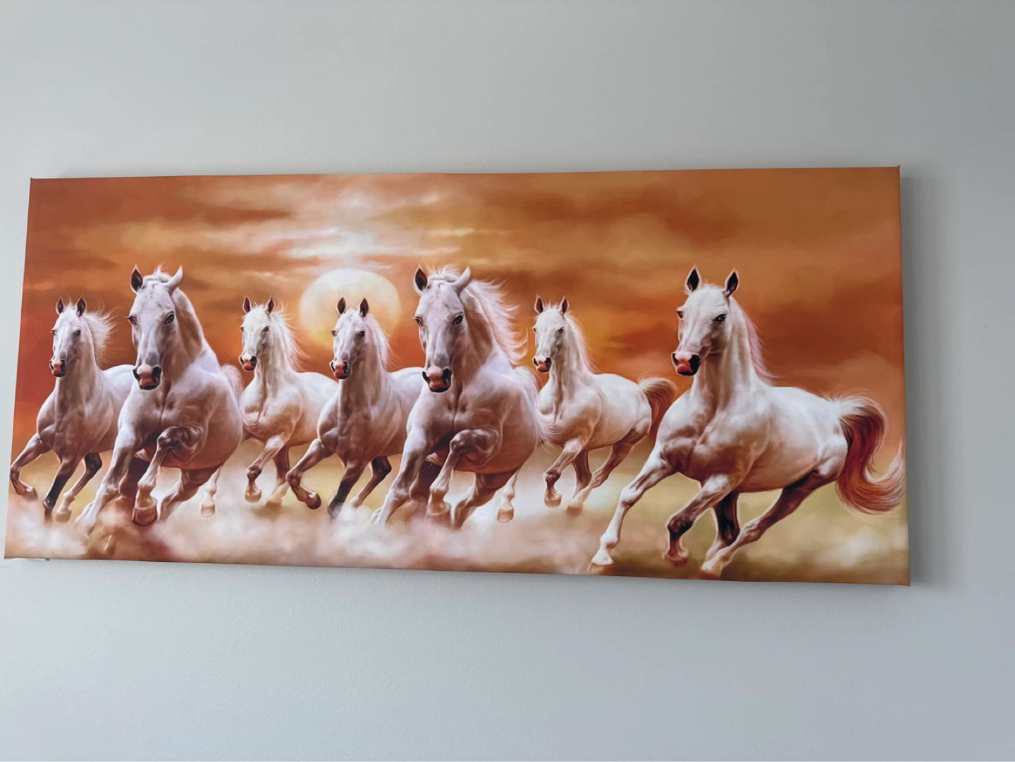 Canvas Wall Art - Seven White Horses Running