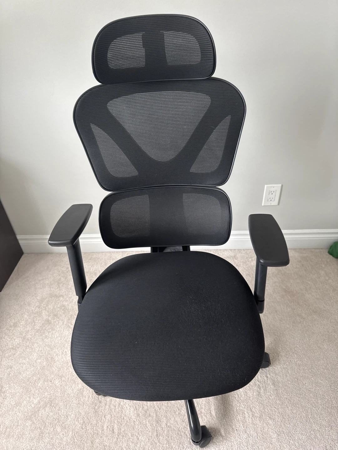 Black Mesh Office Chair with Headrest and Armrests