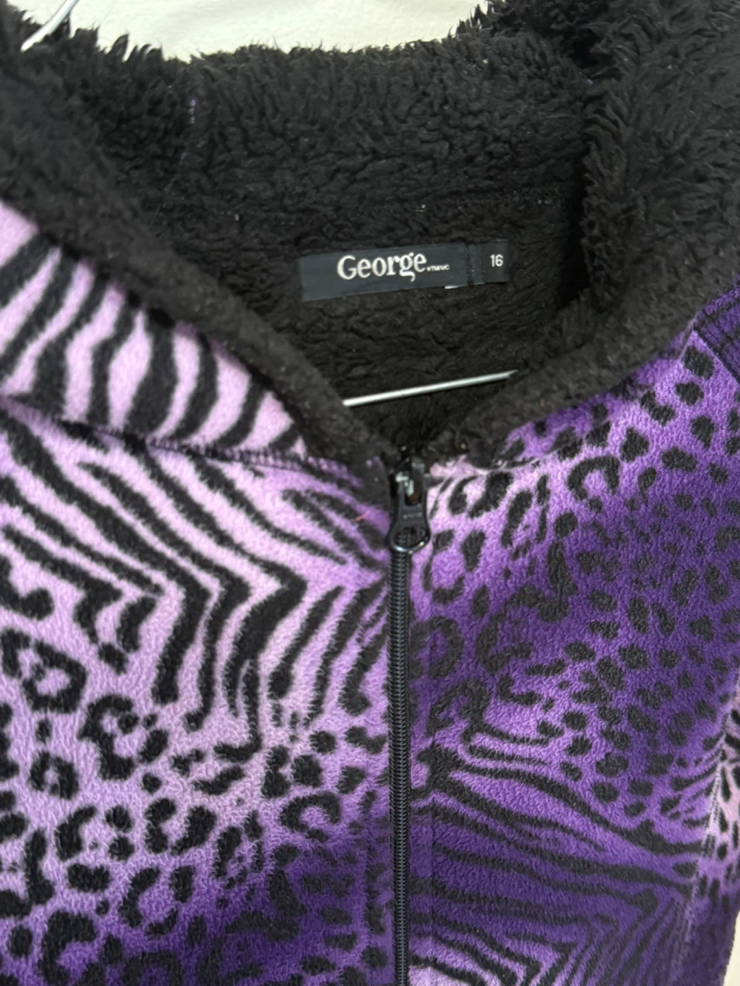 Purple Animal Print Fleece Hoodie - Size 16 - photo 3