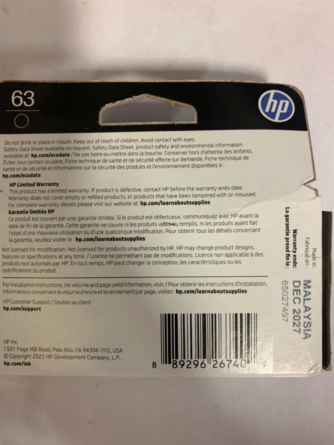 HP 63 Black Original Ink Cartridge - photo 2