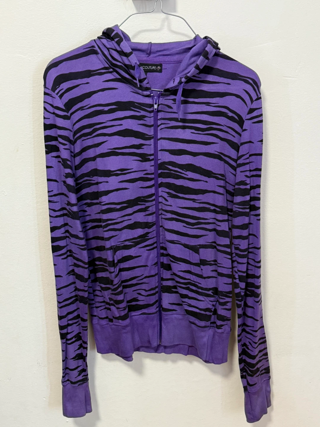‼️DECLUTTER‼️ Purple Black Tiger Stripe Zip-Up Hoodie